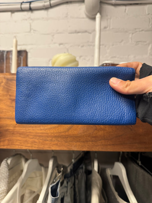 Lanvin Blue Calfskin Leather Long Wallet