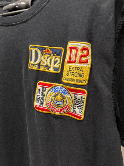 Dsquared2 ‘Badge Patch’ Embroidered Logo Black T-Shirt