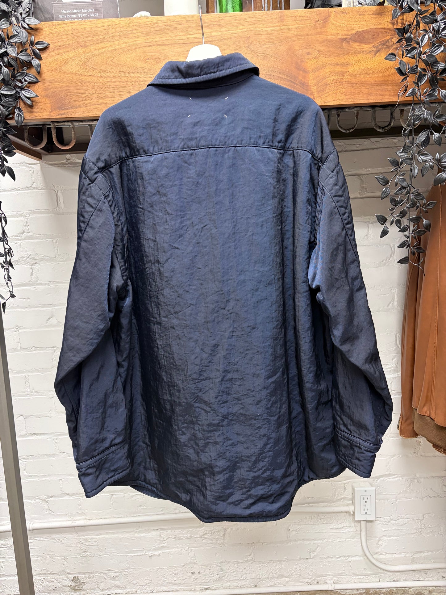 2022 Maison Margiela Padded Navy Blue Oversized Button Up Shirt