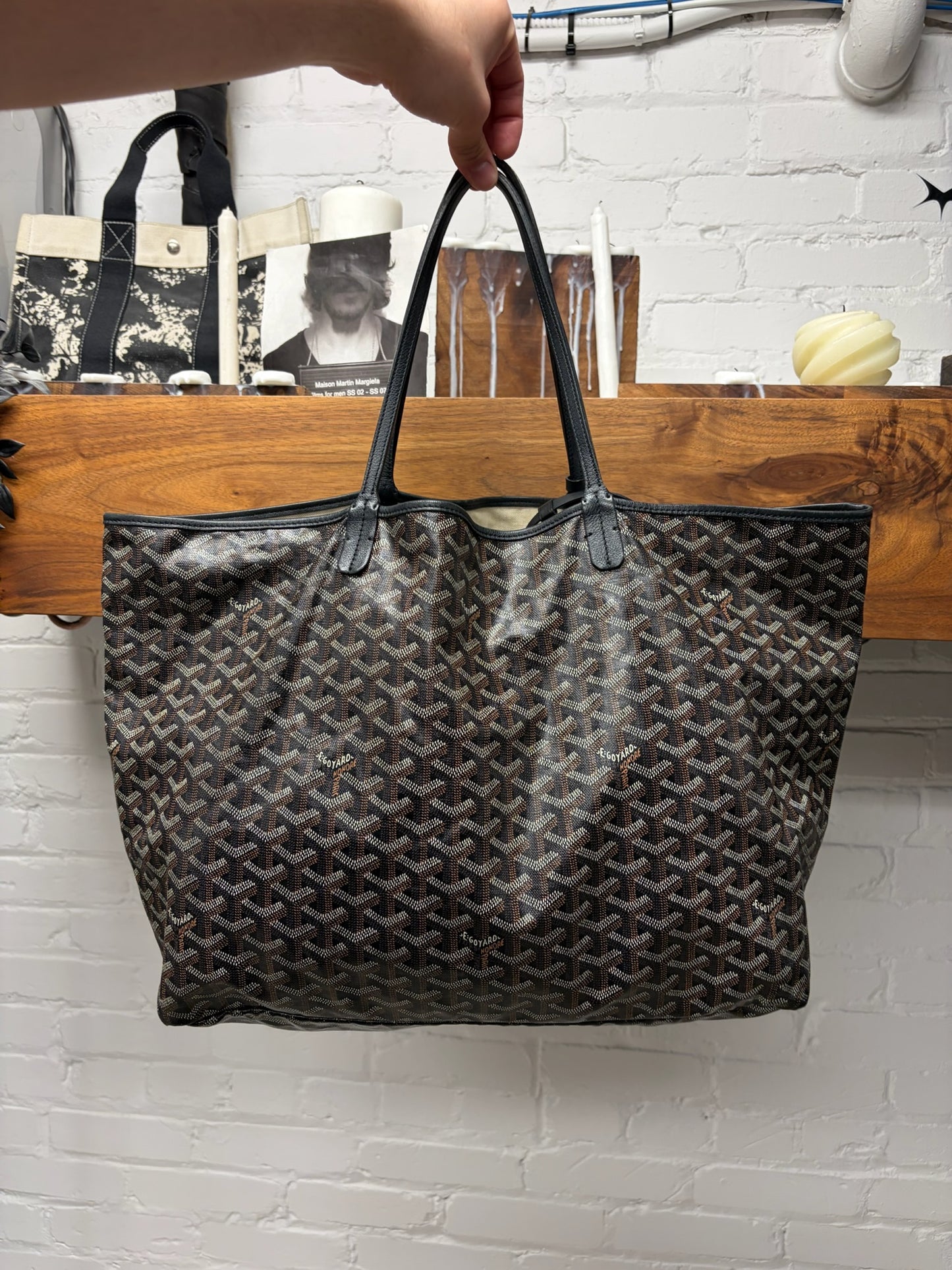Goyard ‘Saint Louis GM’ Black Leather Tote Bag