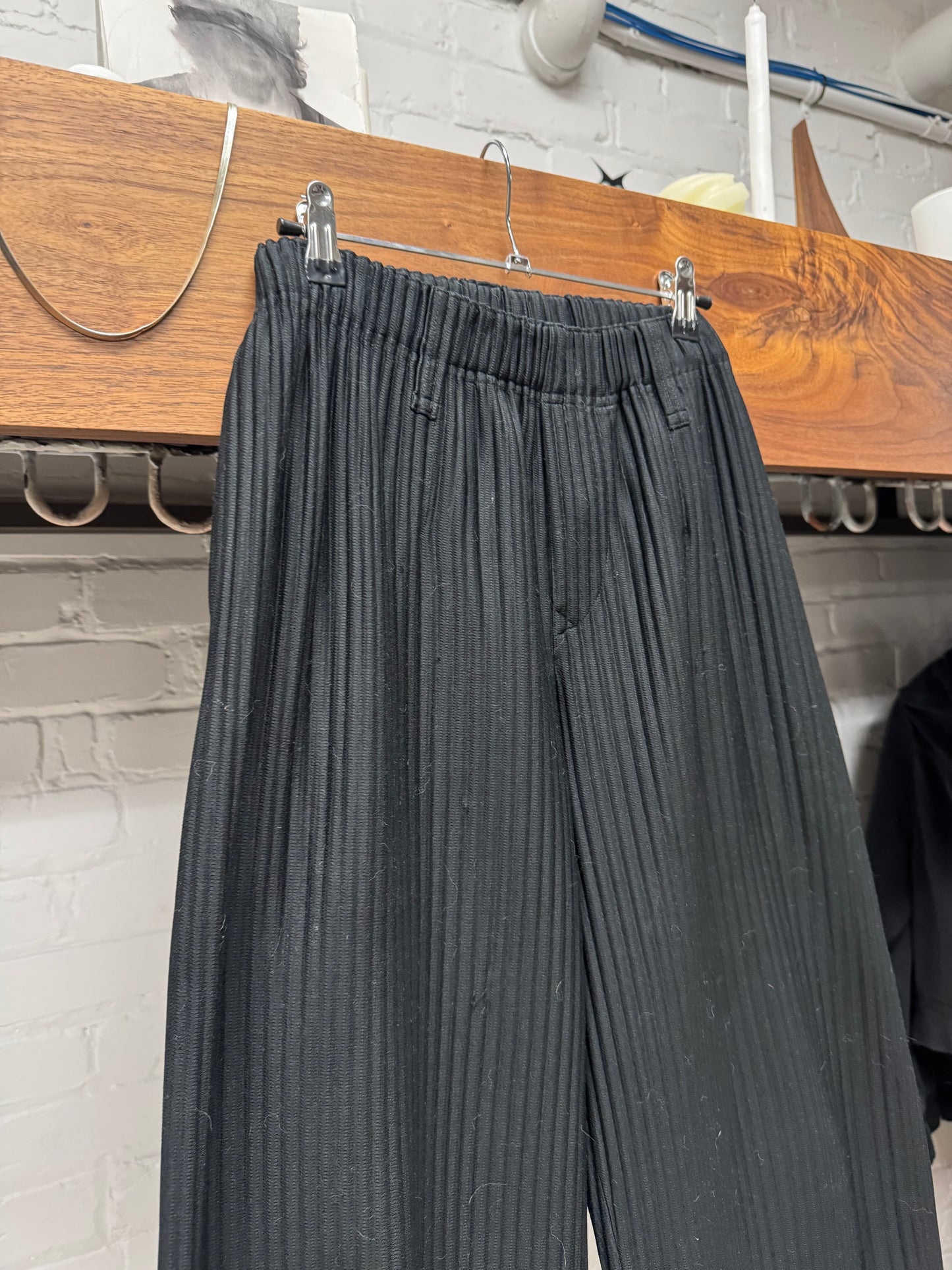 Issey Miyake ‘Homme Plisse’ Pleated Black Wide Leg Trousers