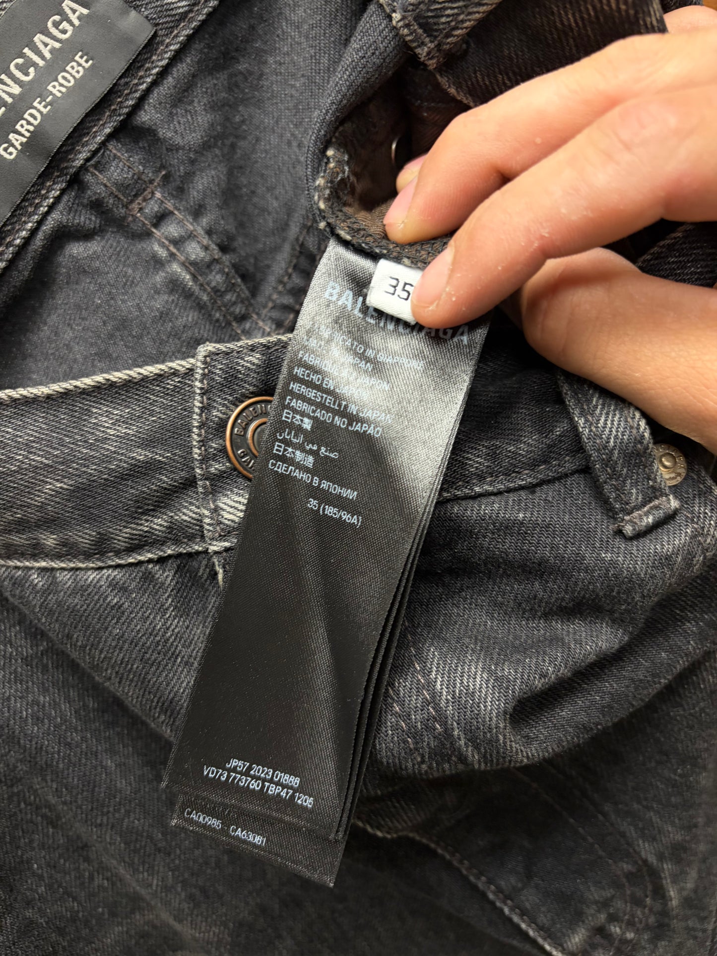 2023 Balenciaga Dark Grey Flared Cut Relaxed Fit Denim