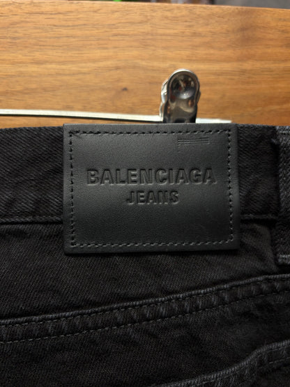 2022 Balenciaga Flat Black Bootcut Denim