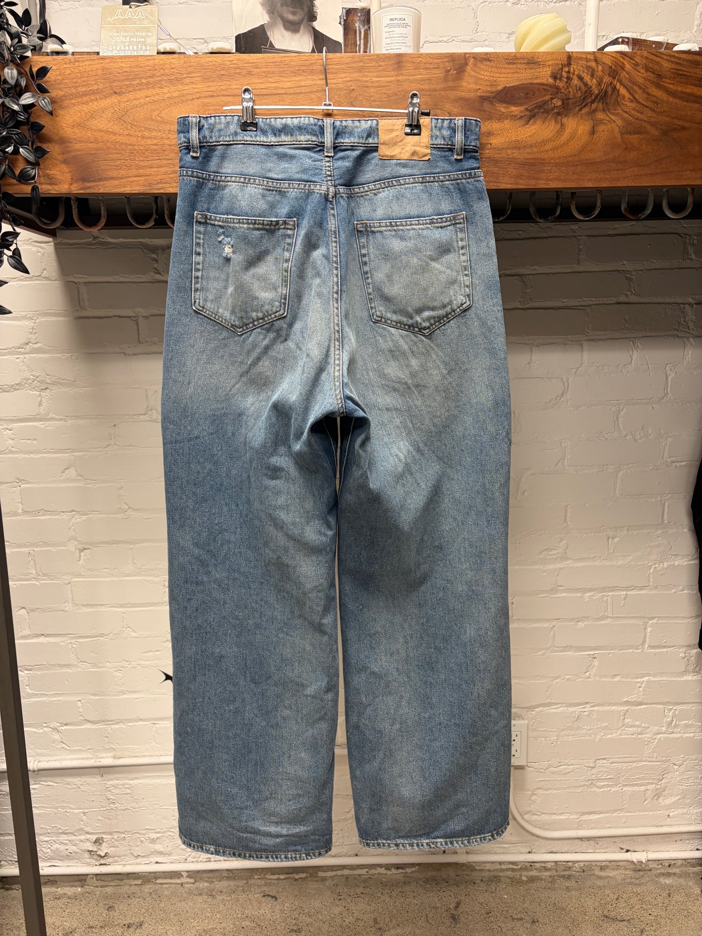 2025 Maison Margiela Wide Leg Blue Baggy Distressed Denim