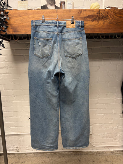 2025 Maison Margiela Wide Leg Blue Baggy Distressed Denim
