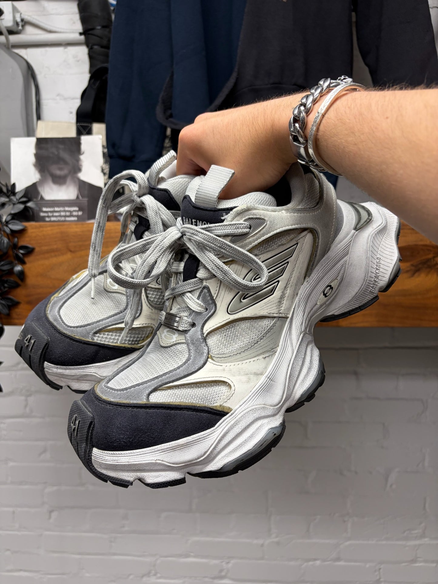 Balenciaga Worn-Out Effect Oversized White/Silver ‘Cargo’ Sneakers