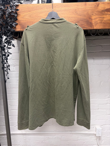 Balmain Military Uniform Inspired Henley Long Sleeve Shirt