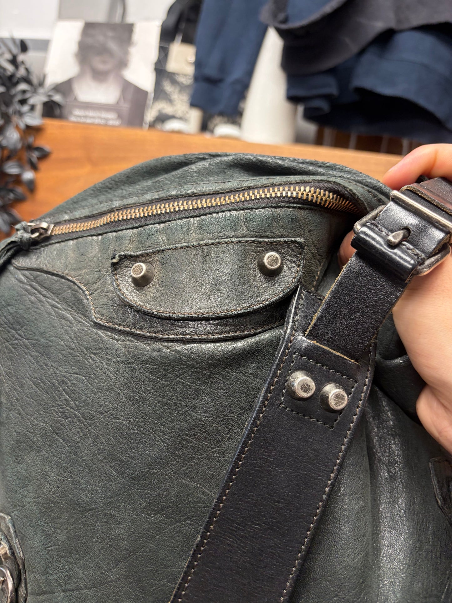 Balenciaga ‘Agneau’ Day Calfskin Leather Day Messenger Bag