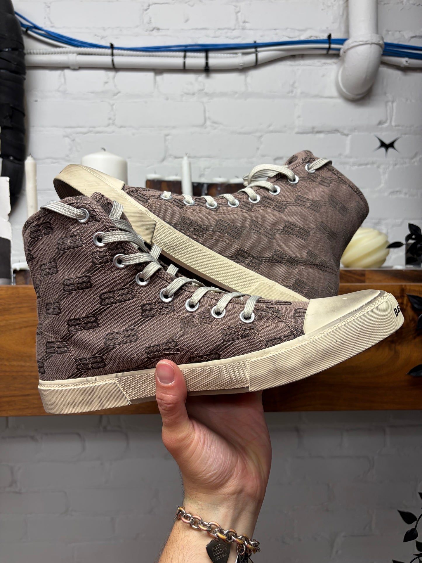 Balenciaga ‘Paris’ BB Monogram Canvas High Top Sneakers