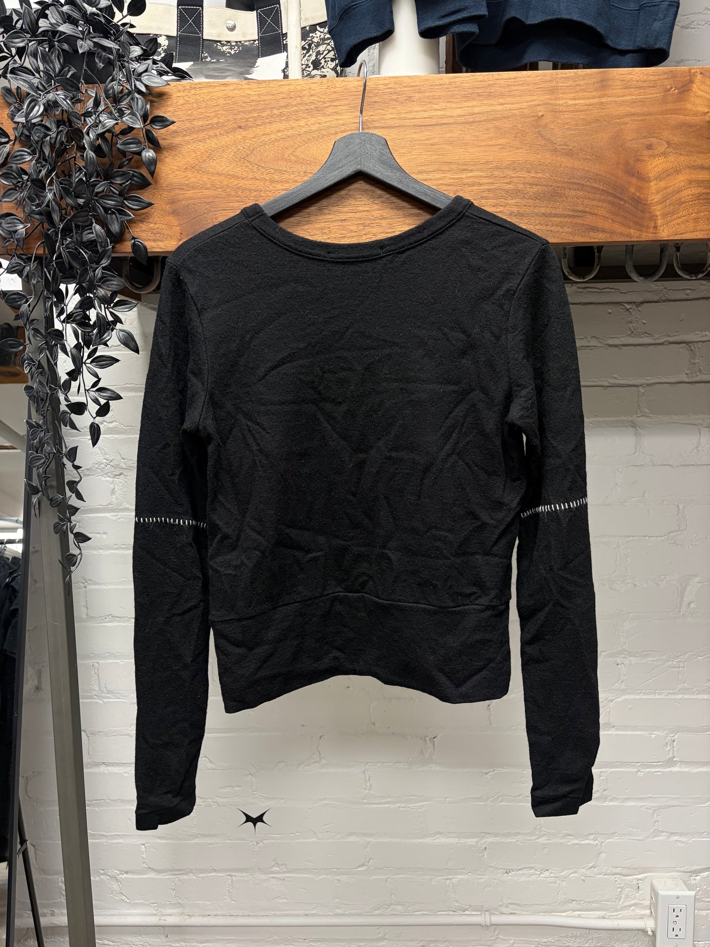 Yohji Yamamoto Y’s Contrast Stitch Black/White Wool Knit Sweater
