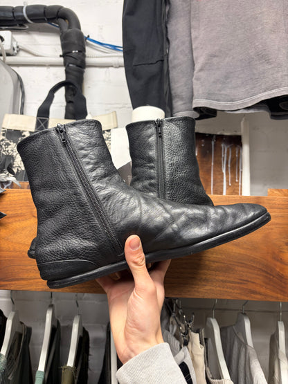 Maison Margiela ‘Tabi’ Split Toe Black Leather Monk Sole Boots