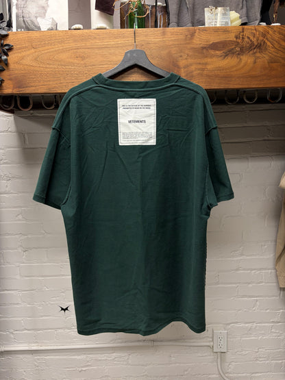 AW2019 Vetements ‘Care Label’ Inside Out Oversized Green T-Shirt