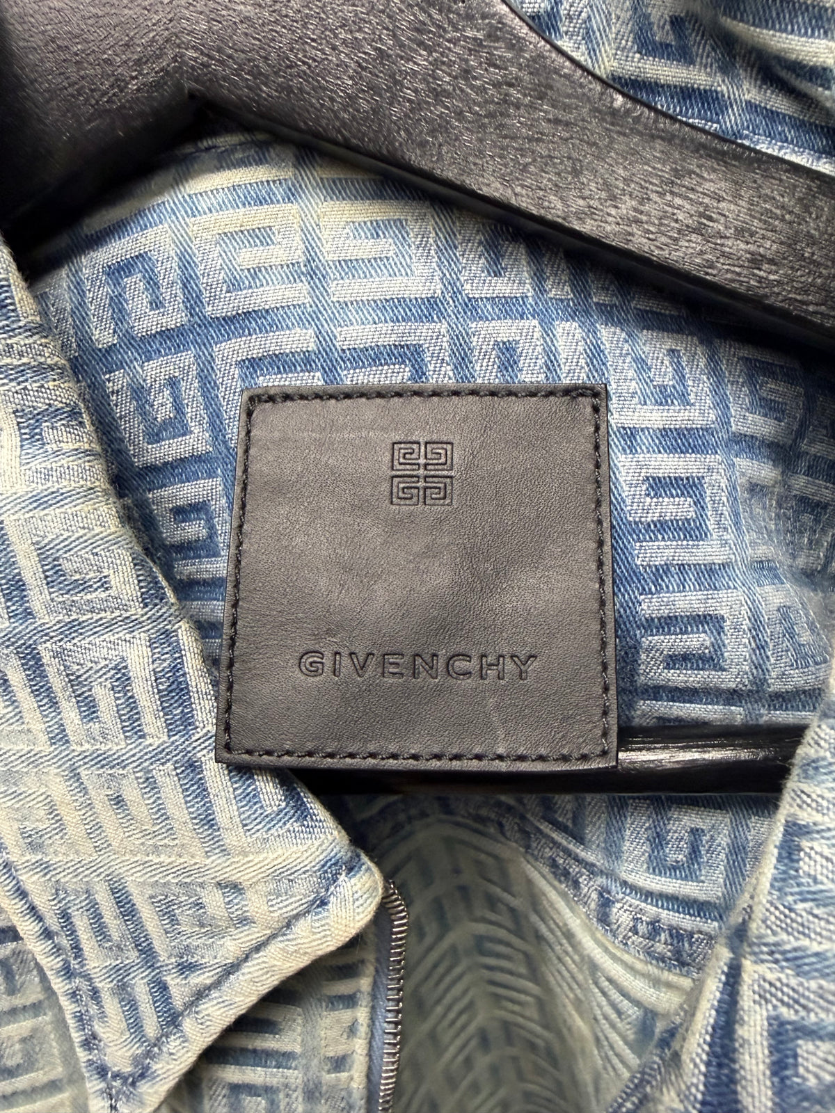 Givenchy ‘4G Logo’ Denim Jacquard Logo Denim Zip-Up Shirt