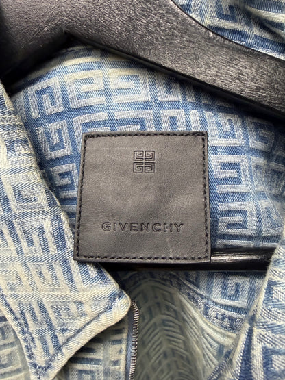 Givenchy ‘4G Logo’ Denim Jacquard Logo Denim Zip-Up Shirt