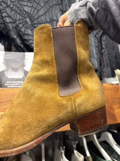 Saint Laurent Brown Suede ‘Wyatt’ Pointed Toe Chelsea Boots