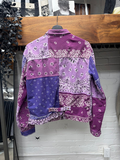 Kapital Reversible Purple/Ice Blue Paisley Bandanna Trucker Jacket