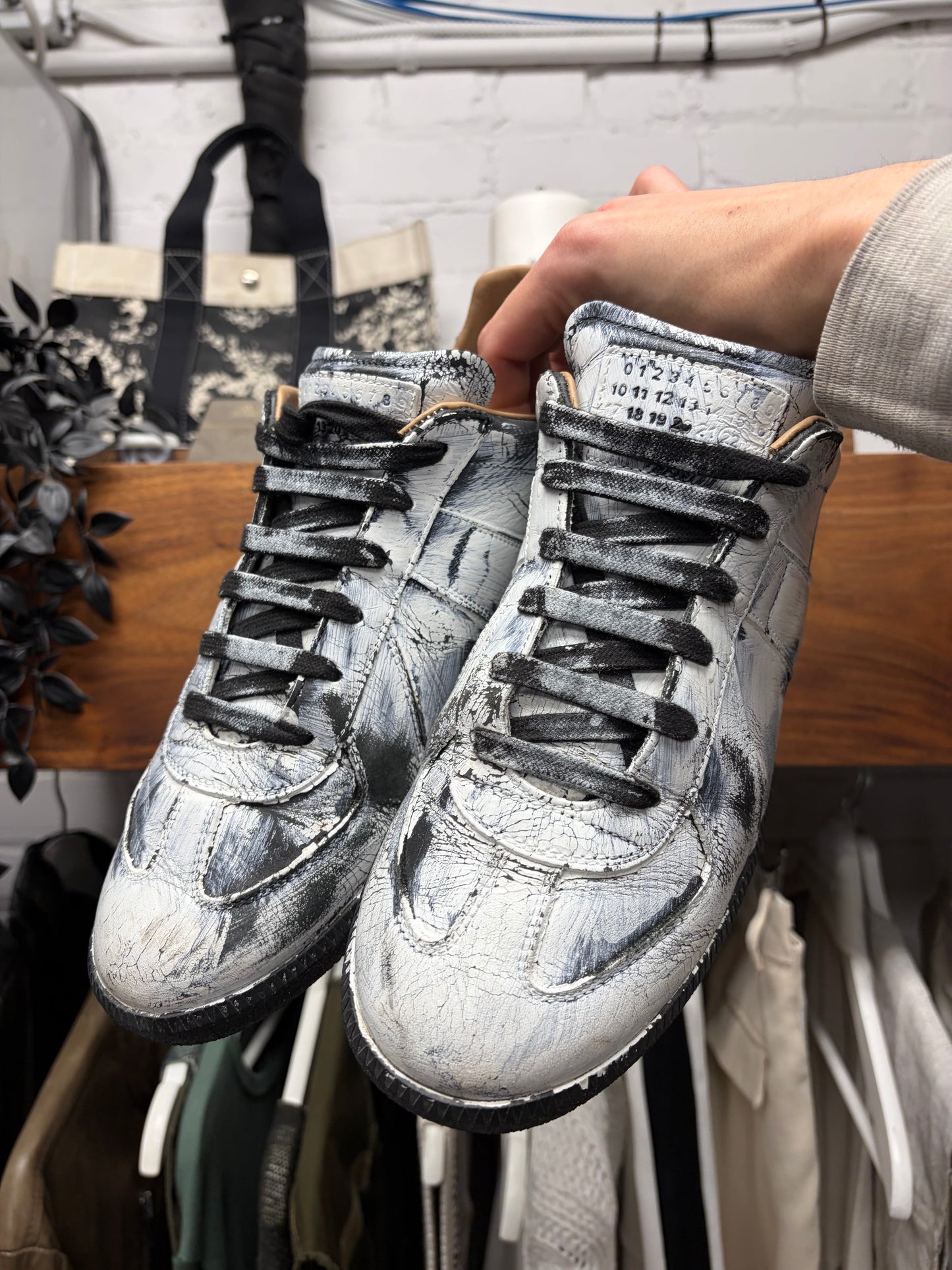 Maison Margiela ‘Painted White’ G.A.T. Leather Low Top Sneakers