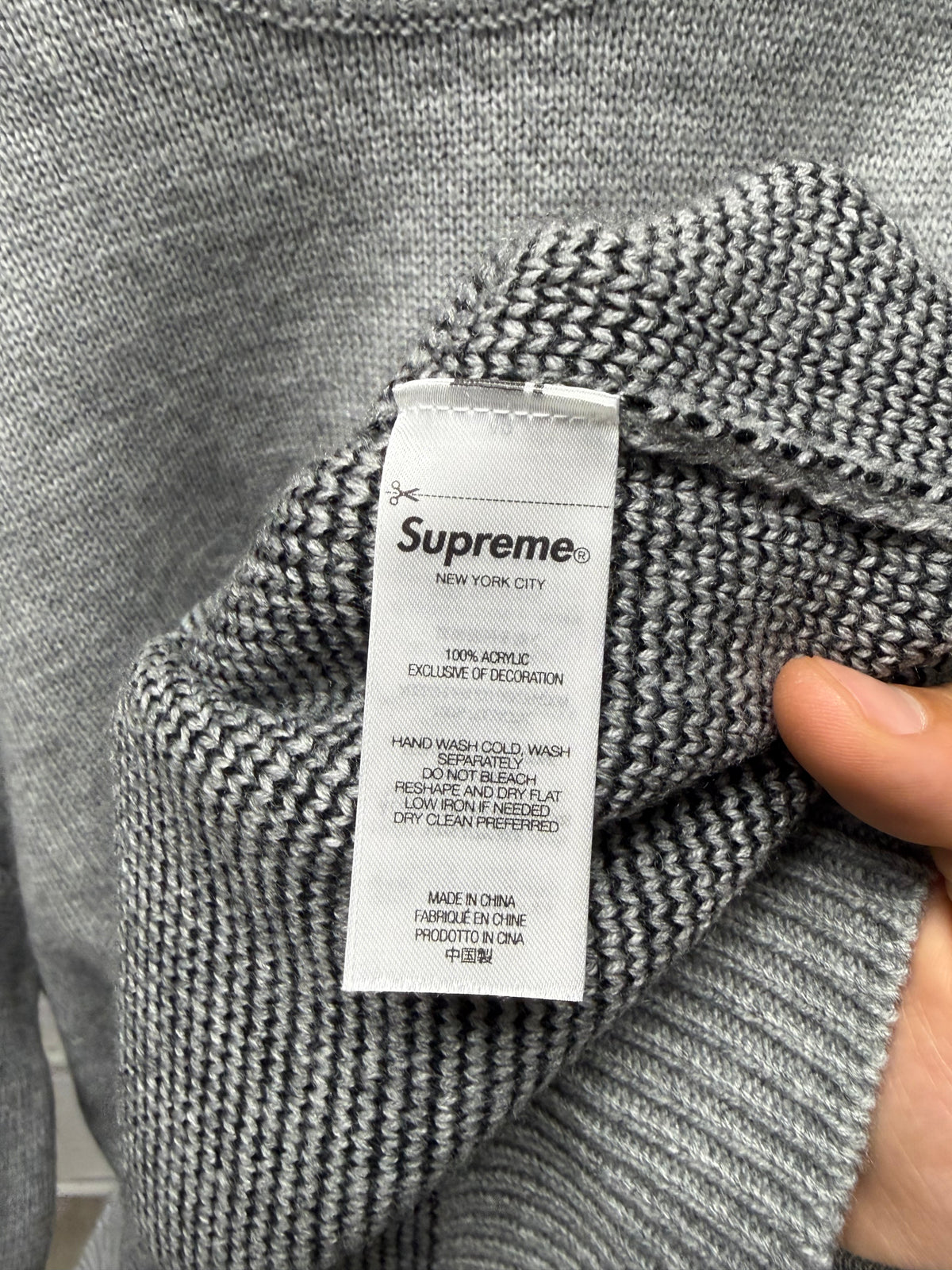 AW2024 Supreme x Thrasher ‘Cross Logo’ Grey Knit Sweater