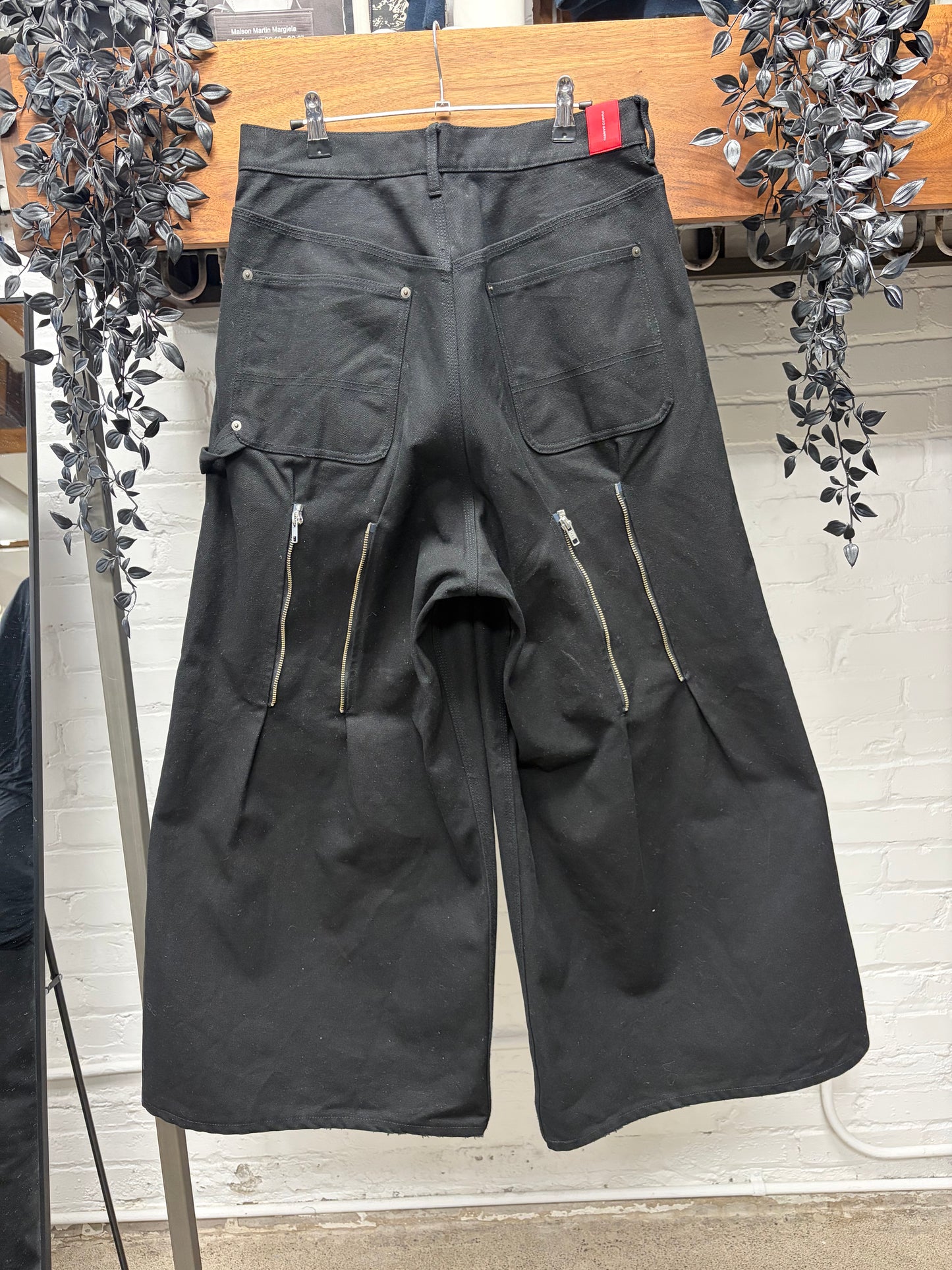 Ganryu by Comme Des Garçons Wide Leg Black Heavyweight Zipper-Back Denim