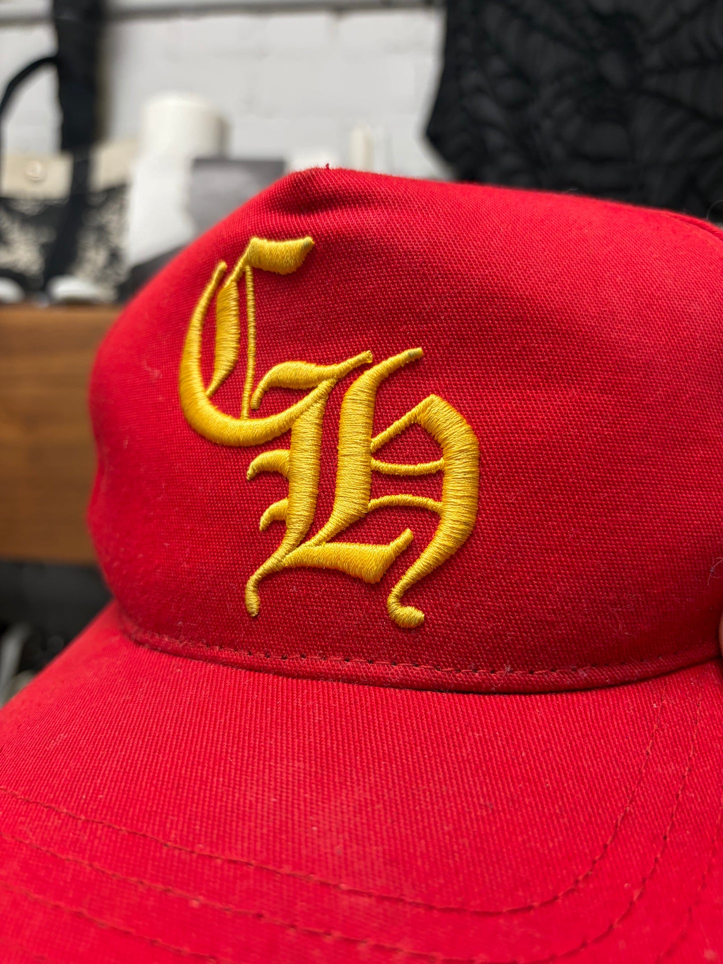Chrome Hearts Red/Yellow Embroidered Logo Trucker Hat