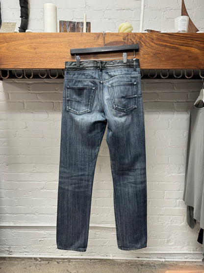 Dior Homme ‘Cummerbund’ Leather Waist Black/Raw Blue Denim