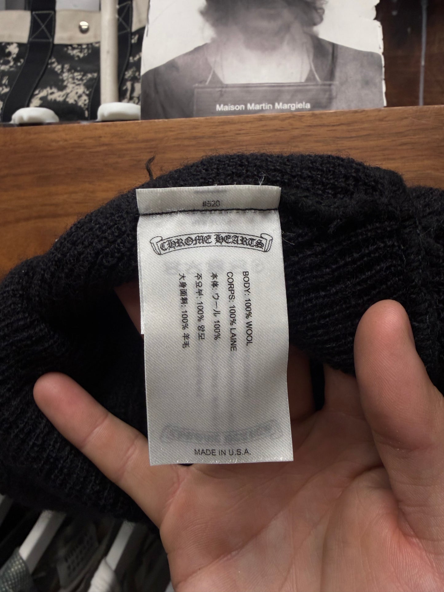 Chrome Hearts ‘Plus Cross’ Embroidered Logo Ribbed Black Beanie