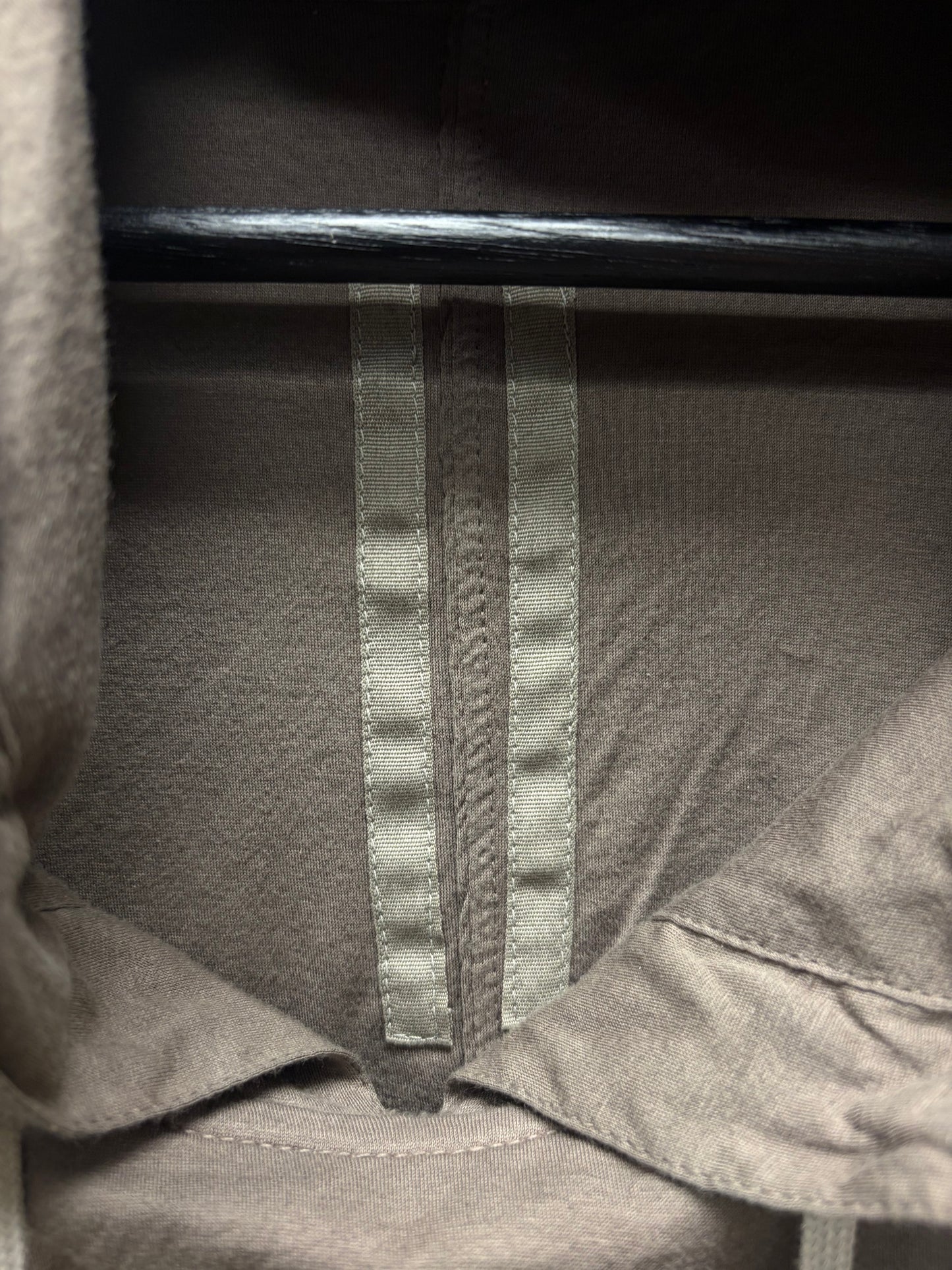 Rick Owens DRKSHDW Lightweight ‘Double Layer’  Dust Brown Drawstring Hoodie