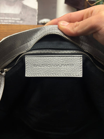 Balenciaga Metallic Silver ‘City Bag’ Classic Size with Silver Hardware