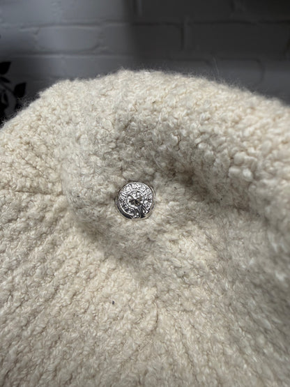 Chrome Hearts Leopard Cross Patch/Rhodium Hardware Cream Beanie