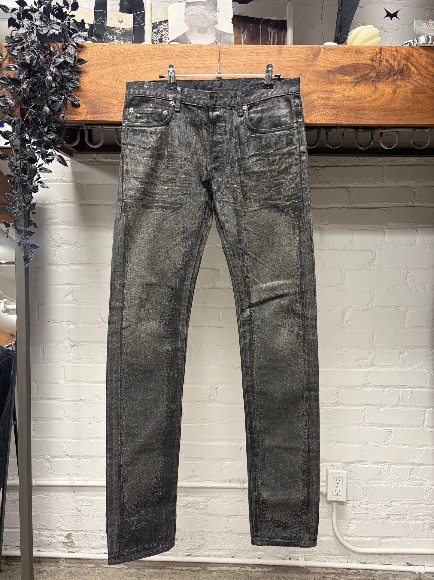 AW2008 Dior Homme ‘Luster’ Waxed Black Skinny Jeans