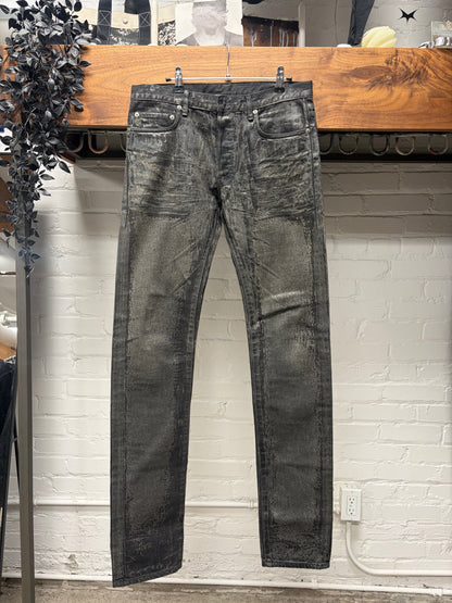 AW2008 Dior Homme ‘Luster’ Waxed Black Skinny Jeans