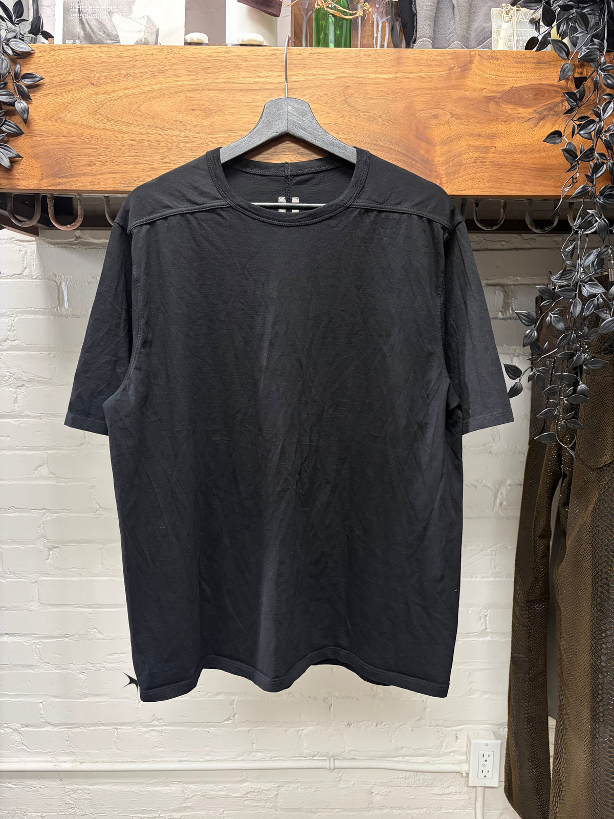 Rick Owens Black Cotton ‘Level’ Short Sleeve T-Shirt