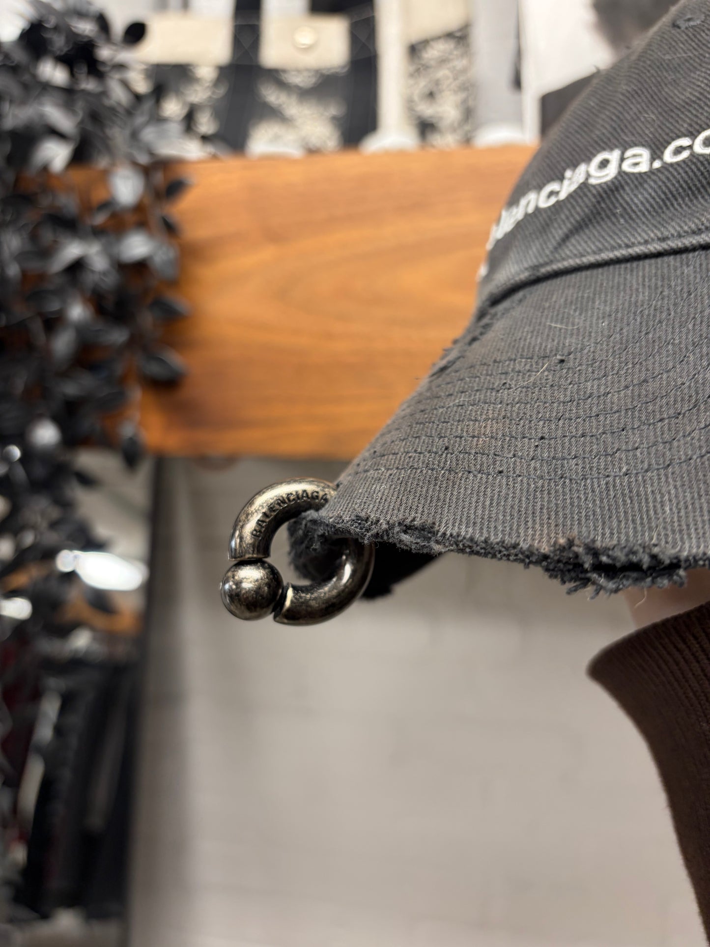 Balenciaga ‘Website’ Pierced Black Strap-Back Baseball Cap