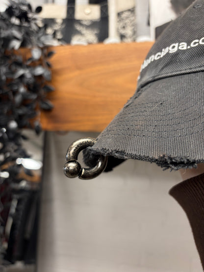 Balenciaga ‘Website’ Pierced Black Strap-Back Baseball Cap