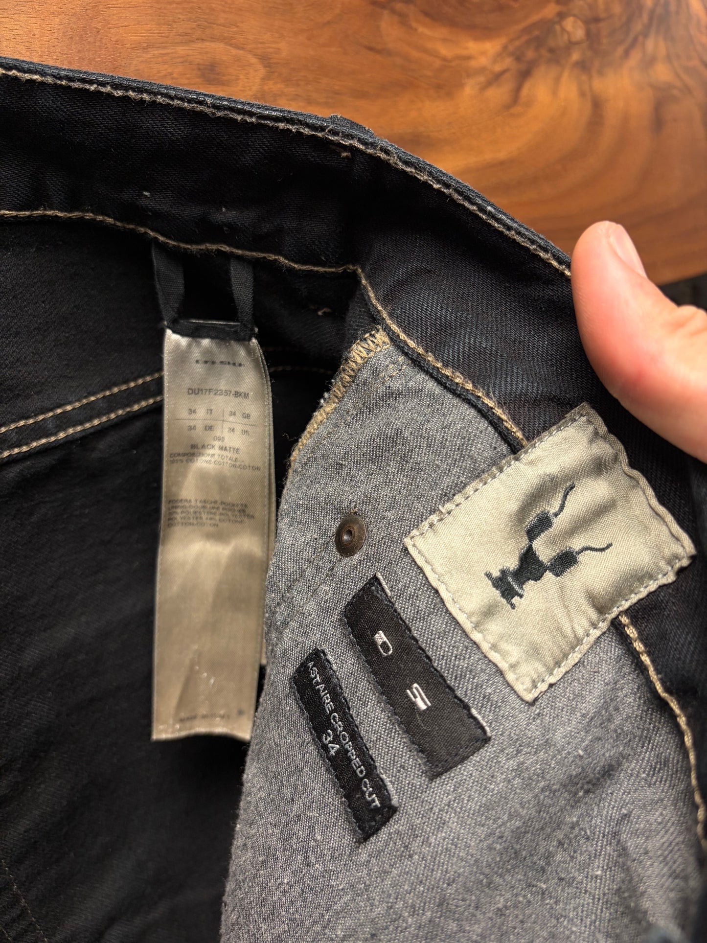 Rick Owens ‘Astaire Cut’ Waxed Black 3/4 Length Denim