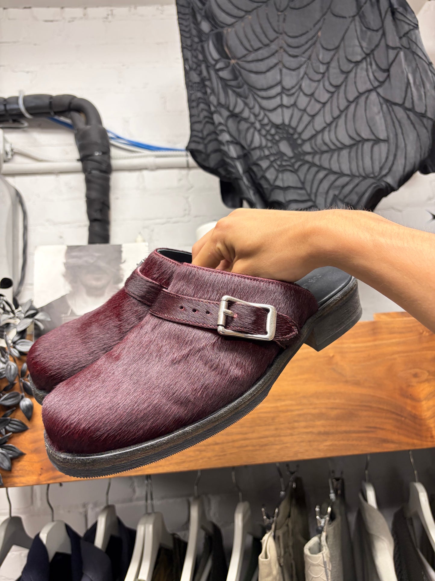 Our Legacy Bordeaux Pony-Hair ‘Camion’ Mules