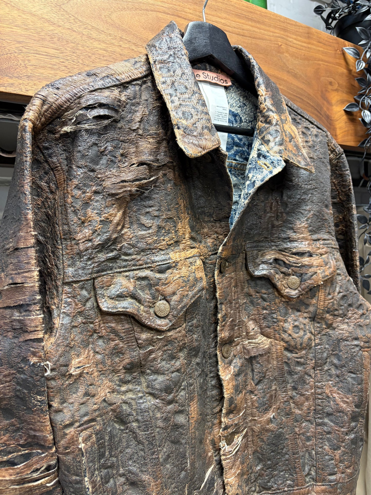 Acne Studios ‘Oraya’ Distressed Brown Denim Trucker Jacket
