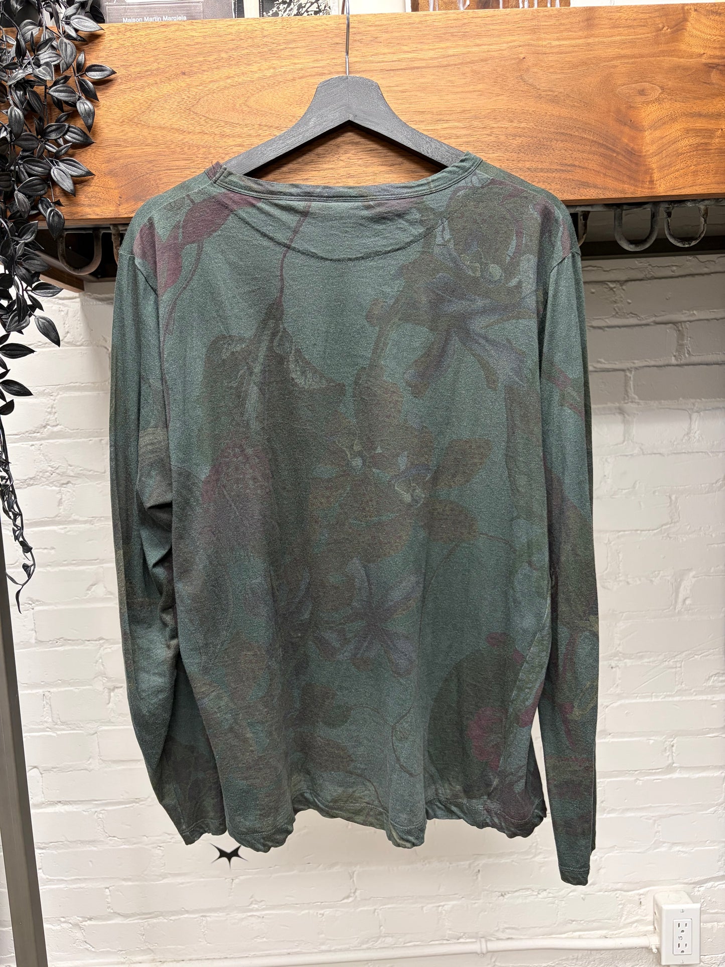 Dries Van Noten ‘Floral Print’ Sea Moss/Purple Patterned Long Sleeve Shirt