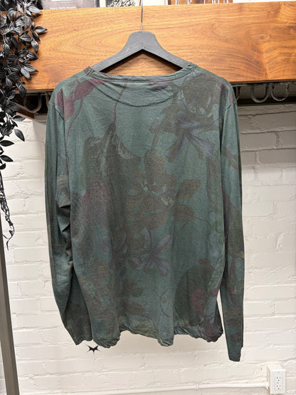 Dries Van Noten ‘Floral Print’ Sea Moss/Purple Patterned Long Sleeve Shirt