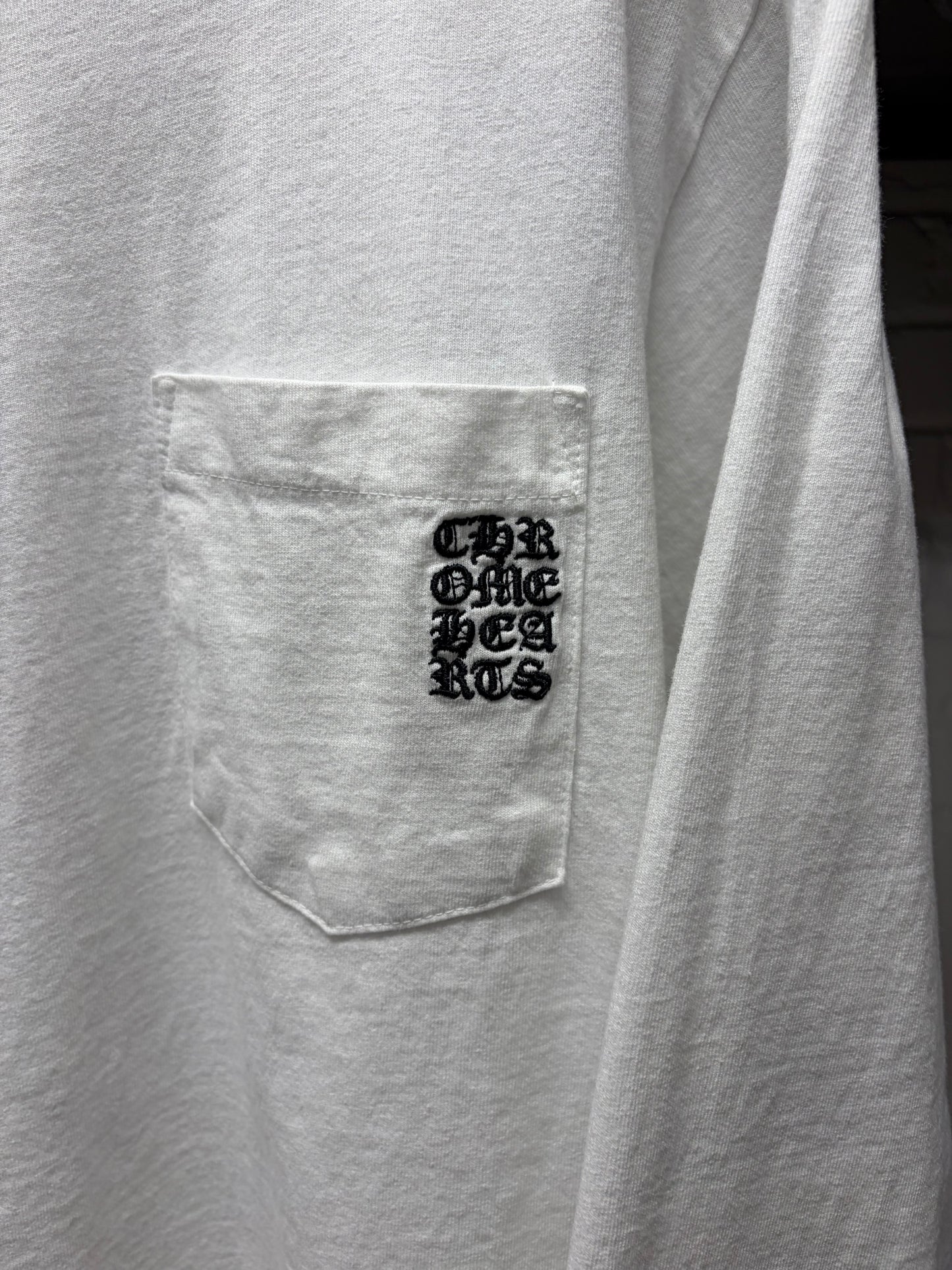 Chrome Hearts ‘GRP Y-Not’ Leather Tag Embroidered Logo White Long Sleeve Shirt