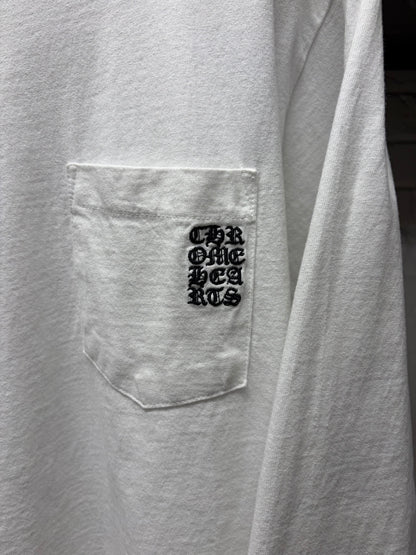 Chrome Hearts ‘GRP Y-Not’ Leather Tag Embroidered Logo White Long Sleeve Shirt