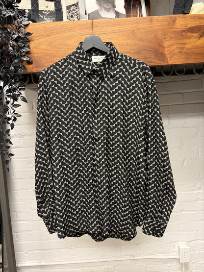 2019 Saint Laurent Silk Patterned French Button Up Shirt