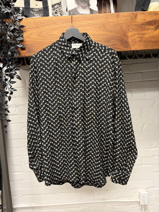 2019 Saint Laurent Silk Patterned French Button Up Shirt