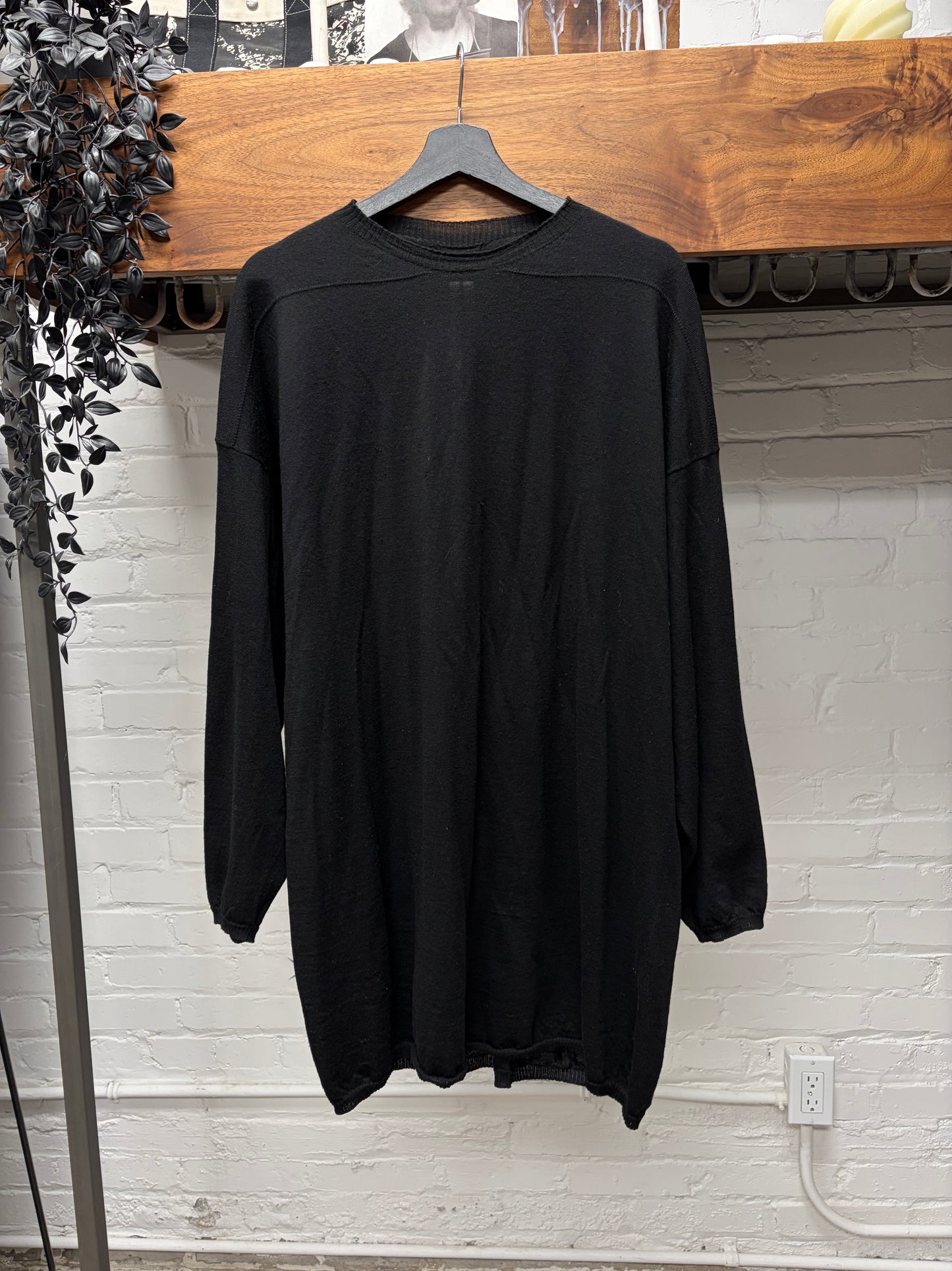 AW2022 Rick Owens ‘Fogachine’ Black Virgin Wool Knit Sweater