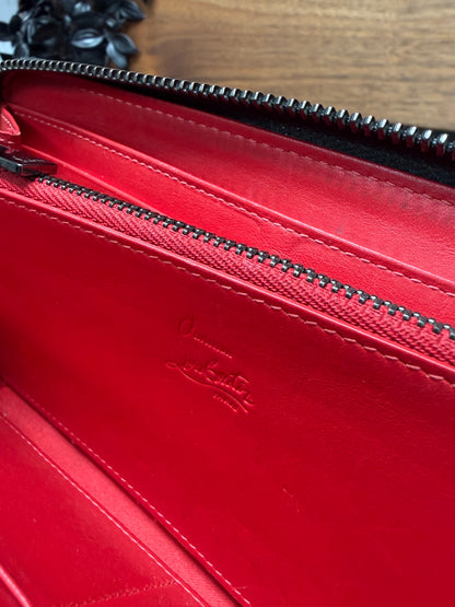 Christian Louboutin ‘Panettone’ Black Studded Zip-Up Leather Long Wallet