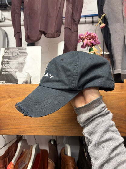 AW2018 Vetements x Reebok ‘Friday’ Distressed Brim Black Baseball Cap
