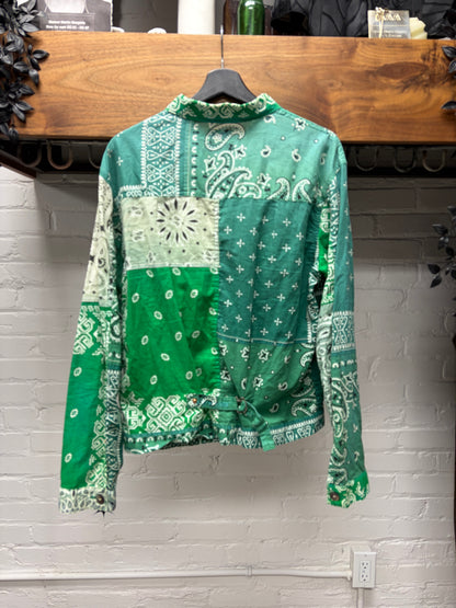 Kapital Green Paisley Patchwork Lightweight Trucker Jacker Jacket