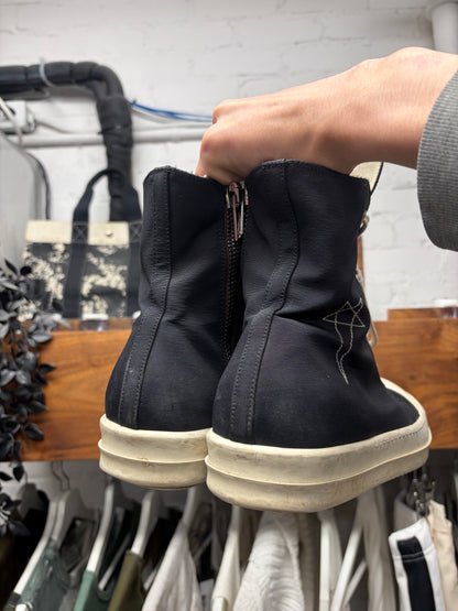 Rick Owens Pentagram Black/Milk Canvas ‘Ramones’ High Top Sneakers