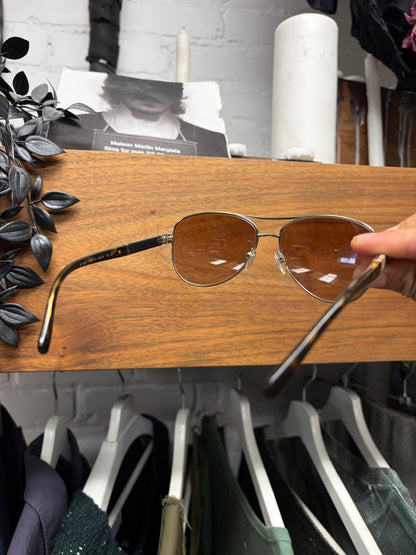 Burberry ‘Novacheck’ Brown Tinted Aviator Sunglasses