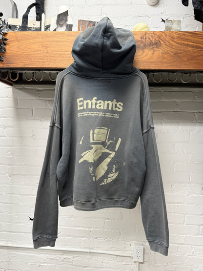 Enfants Riches Deprimes ‘Ticket to Death’ Faded Black French Terry Cotton Hoodie